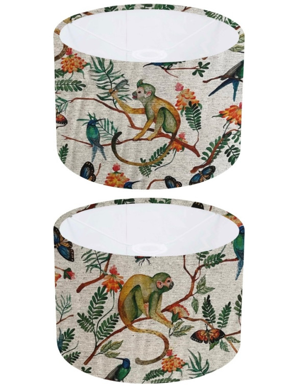 Exotic Jungle Mohawk or Mabel Monkey Tropical Drum Lampshade ceiling shade