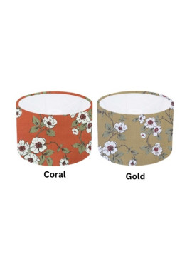 Soft Gold/ Coral Blossom Drum Lampshade ceiling shade