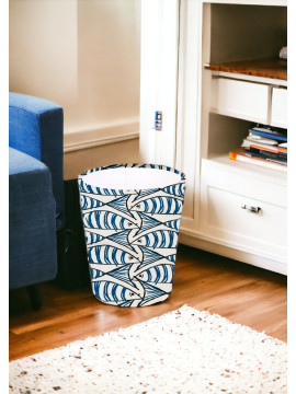 Padstow Blue Mackerel fish Decorative Waste Paper Bin