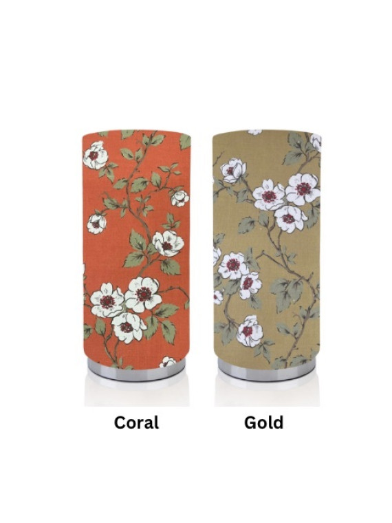 Soft Gold/ Coral Blossom tree flower Themed Children's Chrome Base Pad Lamp