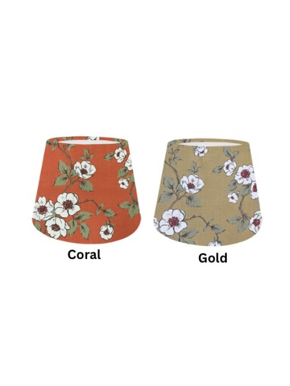Soft Gold/ Coral Blossom EMPIRE Lampshade, Handmade in UK, Home Decor Gift, Floral Light Shade
