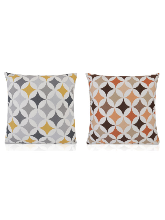 Filled Retro / Geometric Mustard Yellow, Grey,  Design Cushion