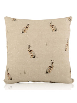 43cm x 43cm  Handmade Fryetts Hartley Hare linen Style Filled Cushion