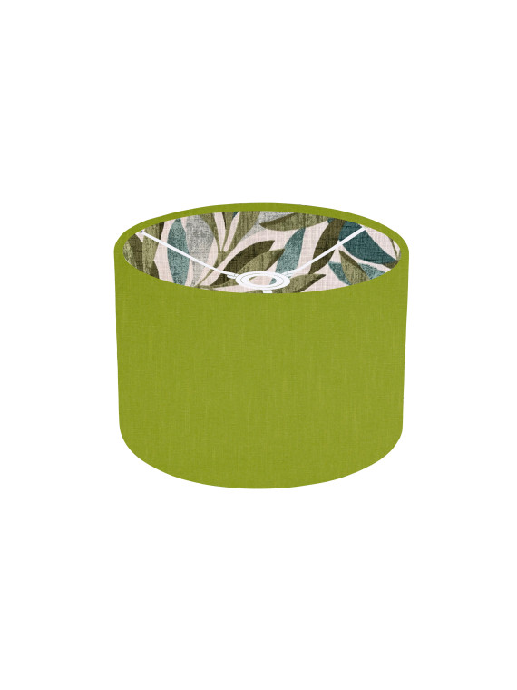 Handmade Wine Or Green  Mauritius  Interior Rust Terracotta, Green Leaf (Leaves)  drum lampshade