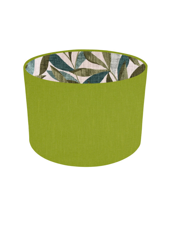 Handmade Wine Or Green  Mauritius  Interior Rust Terracotta, Green Leaf (Leaves)  drum lampshade