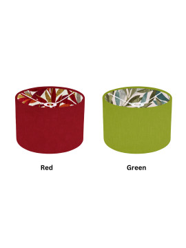 Handmade Wine Or Green  Mauritius  Interior Rust Terracotta, Green Leaf (Leaves)  drum lampshade