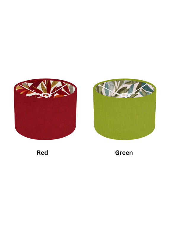 Handmade Wine Or Green  Mauritius  Interior Rust Terracotta, Green Leaf (Leaves)  drum lampshade
