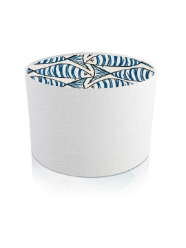 Handmade Leanne White with Padstow Blue Mackerel fish Interior drum lampshade