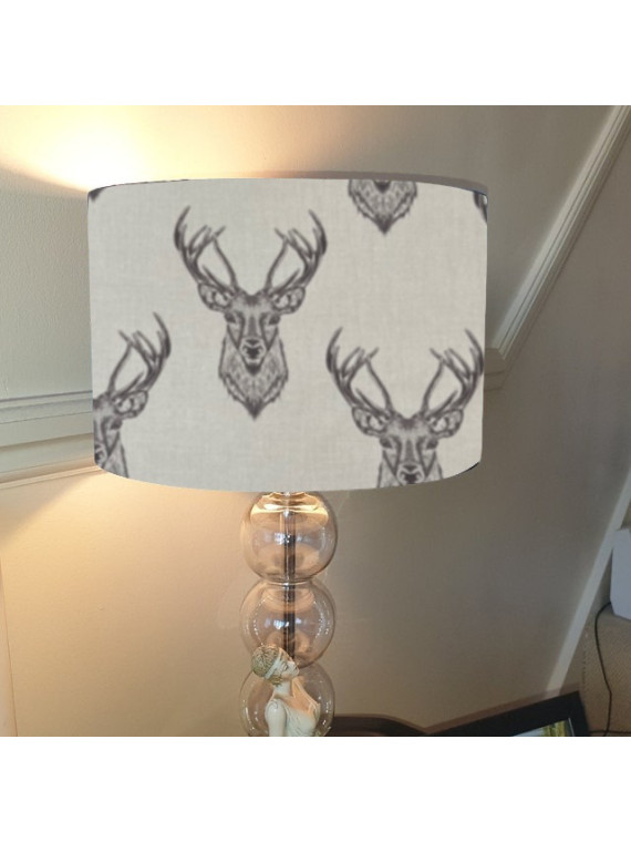 Natural Grey Multi  Stag Drum Lampshade  Table or Ceiling shade