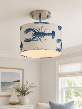 Lobster  Drum  Lampshade, Ceiling Pendant, Table Lamp