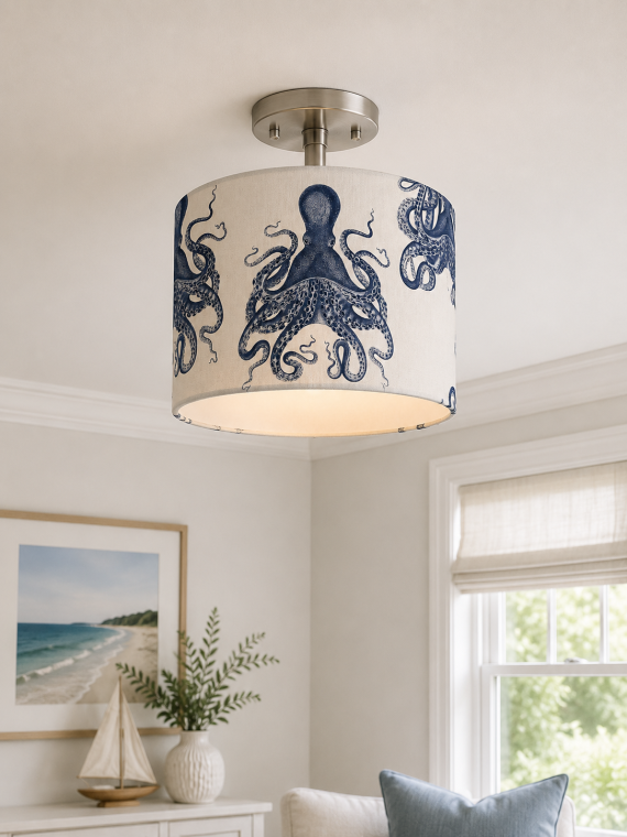 Octopus Drum  Lampshade, Ceiling Pendant, Table Lamp
