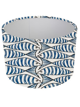 Padstow blue and white Fish Drum  Lampshade, Ceiling Pendant, Table Lamp