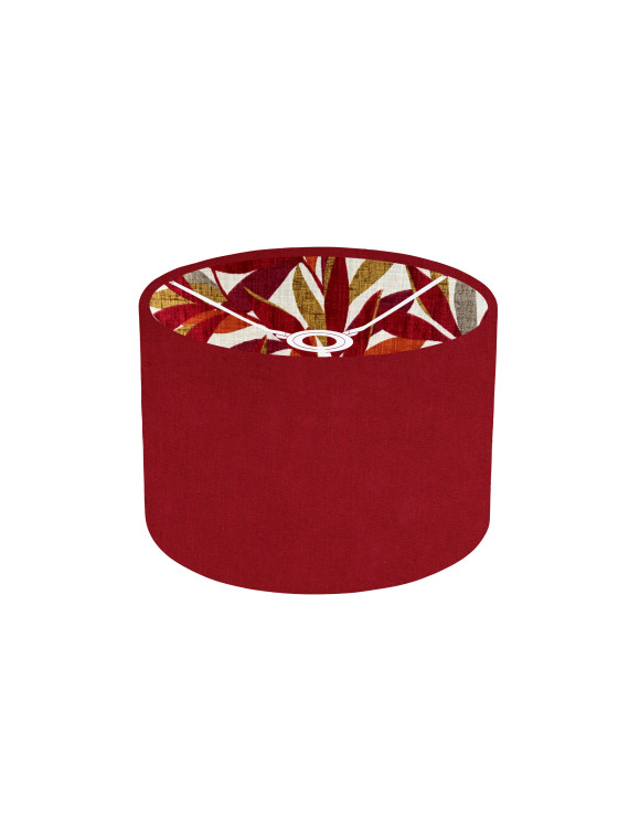 Handmade Wine Or Green  Mauritius  Interior Rust Terracotta, Green Leaf (Leaves)  drum lampshade