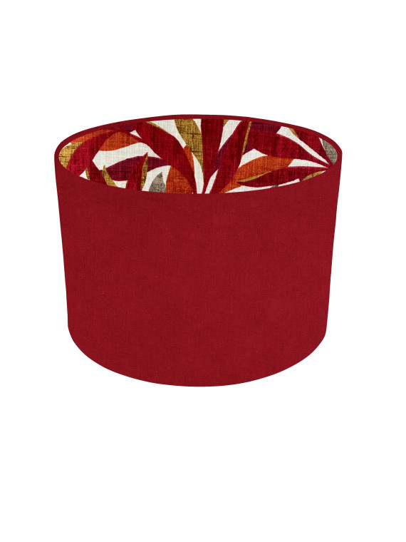 Handmade Wine Or Green  Mauritius  Interior Rust Terracotta, Green Leaf (Leaves)  drum lampshade