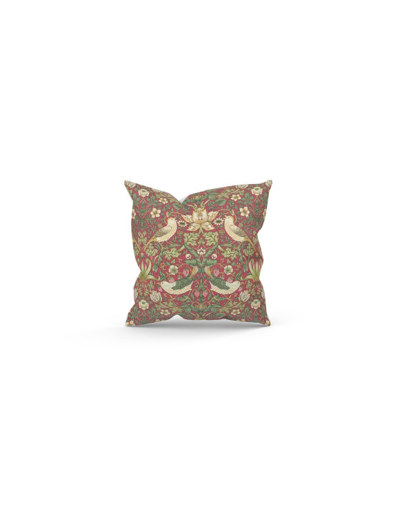 43cm x 43cm  Filled Cushion William Morris Strawberry Thief Crimson