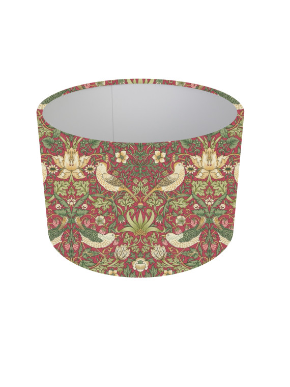 William Morris Strawberry Thief Crimson Drum Lampshade  Table or Ceiling shade