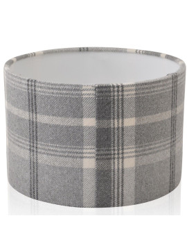Balmoral Grey Tartan  Drum Lampshade ceiling shade