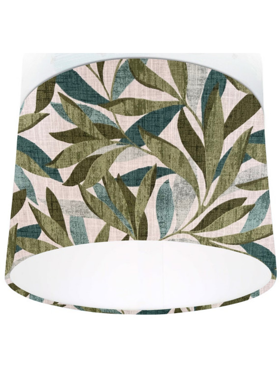 Handmade Mauritius Rust Gold Terracotta, Green Leaf (Leaves)  drum lampshade